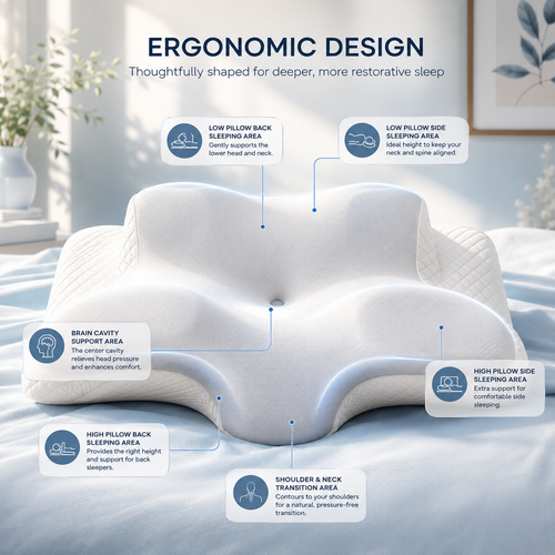 HullyAir Ergonomic Pillow - Memory Foam