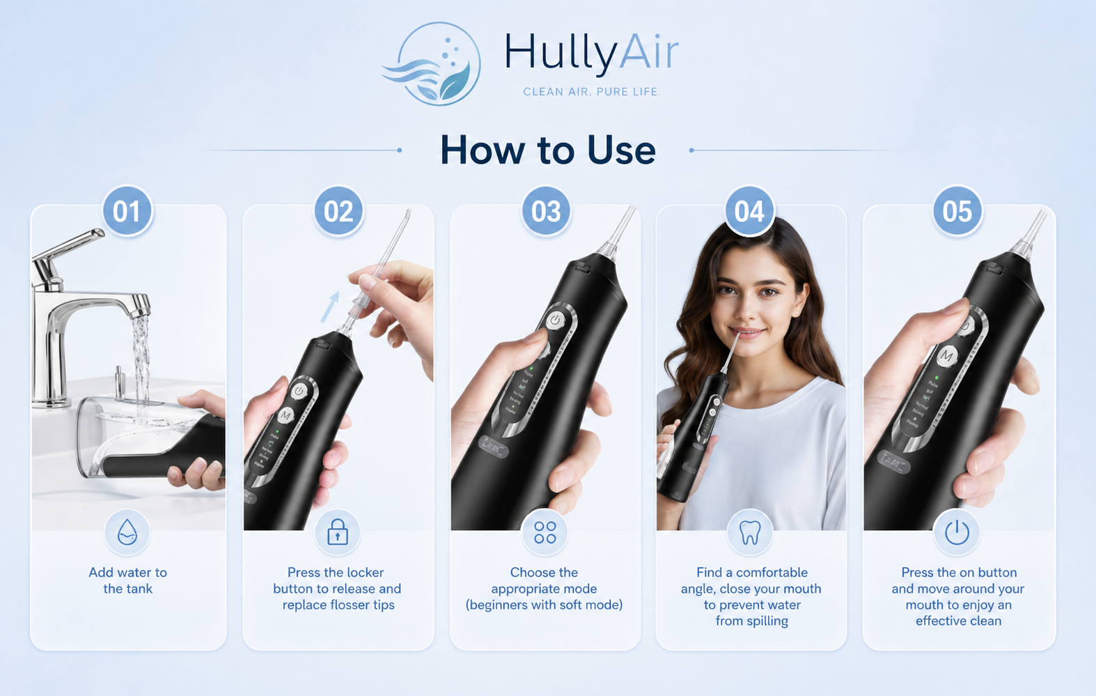 HullyAir Portable Electric Water Flosser